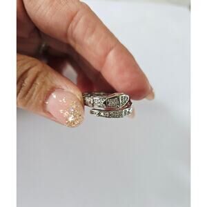 Stainless Steel Silver CZ Snake Ring 8-9 New
